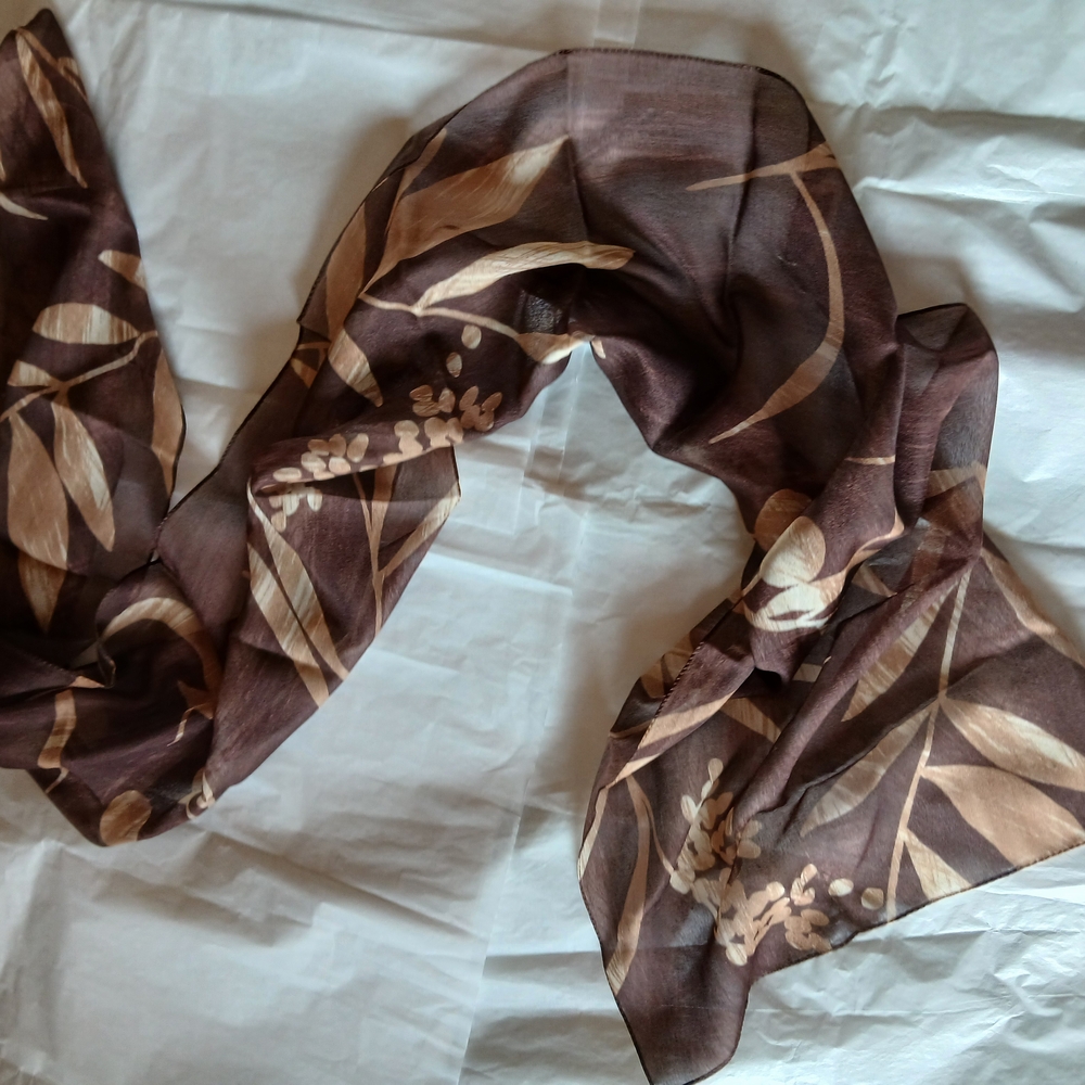 Elegant Brown Floral Scarf